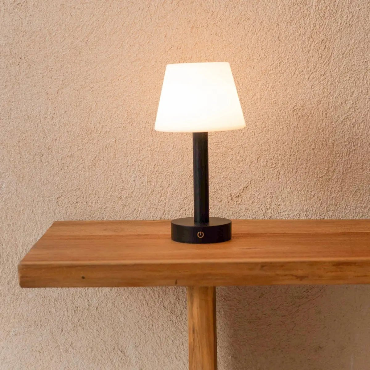Zoë Black Wooden Rechargeable Table Lamp | Dimmable, USB - C & Up to 80 Hours of Battery Life - LUXONAS HOME