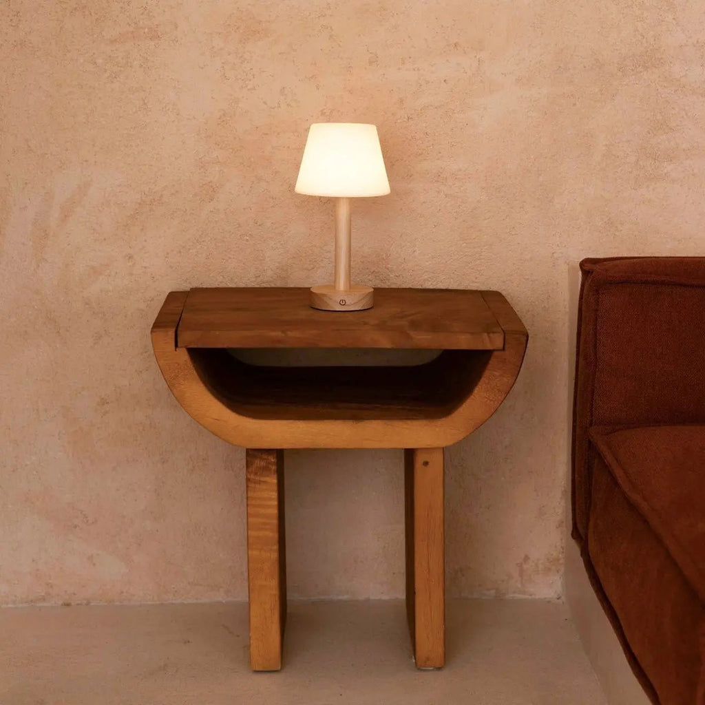 Zoë Light Brown Wooden Rechargeable Table Lamp | Dimmable, USB - C & Up to 80 Hours of Battery Life - LUXONAS HOME