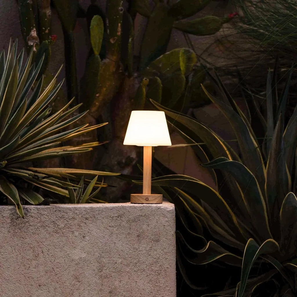 Zoë Light Brown Wooden Rechargeable Table Lamp | Dimmable, USB - C & Up to 80 Hours of Battery Life - LUXONAS HOME