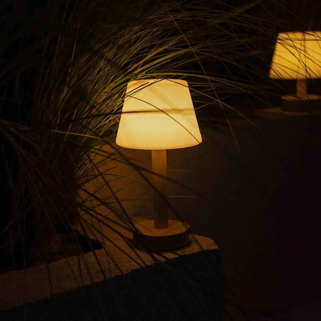 Zoë Light Brown Wooden Rechargeable Table Lamp | Dimmable, USB - C & Up to 80 Hours of Battery Life - LUXONAS HOME