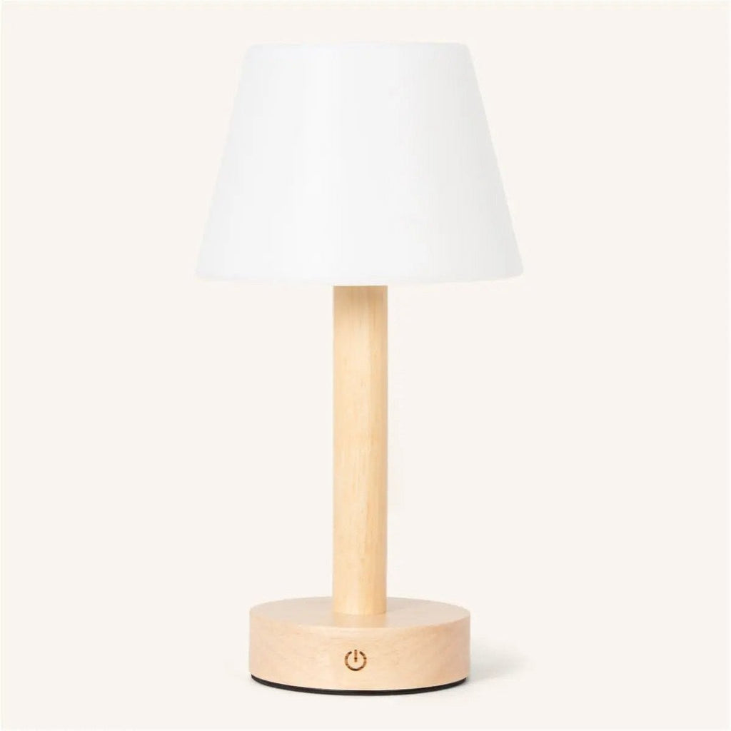 Zoë Light Brown Wooden Rechargeable Table Lamp | Dimmable, USB - C & Up to 80 Hours of Battery Life - LUXONAS HOME