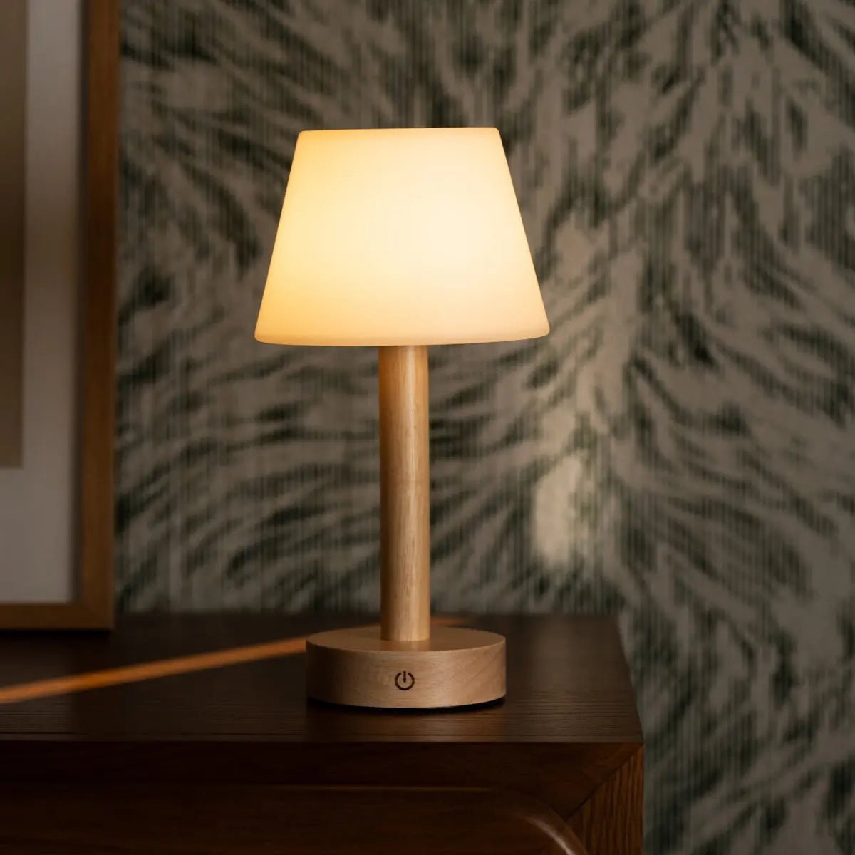 Zoë Light Brown Wooden Rechargeable Table Lamp | Dimmable, USB - C & Up to 80 Hours of Battery Life - LUXONAS HOME