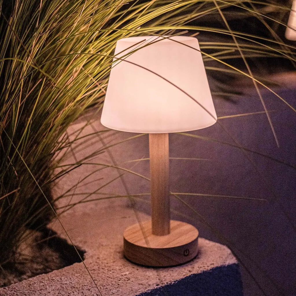 Zoë Light Brown Wooden Rechargeable Table Lamp | Dimmable, USB - C & Up to 80 Hours of Battery Life - LUXONAS HOME