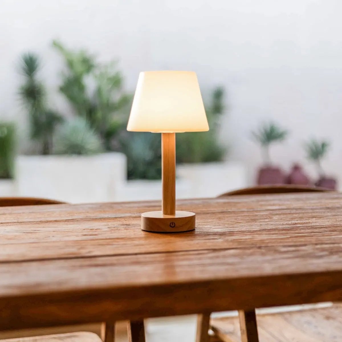 Zoë Light Brown Wooden Rechargeable Table Lamp | Dimmable, USB - C & Up to 80 Hours of Battery Life - LUXONAS HOME