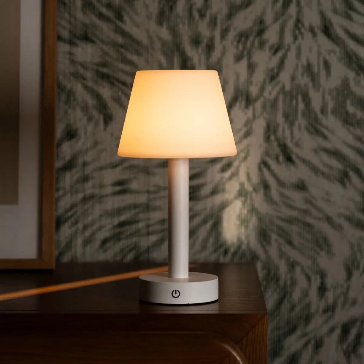 Zoë White Wooden Rechargeable Table Lamp | Dimmable, USB - C & Up to 80 Hours of Battery Life - LUXONAS HOME
