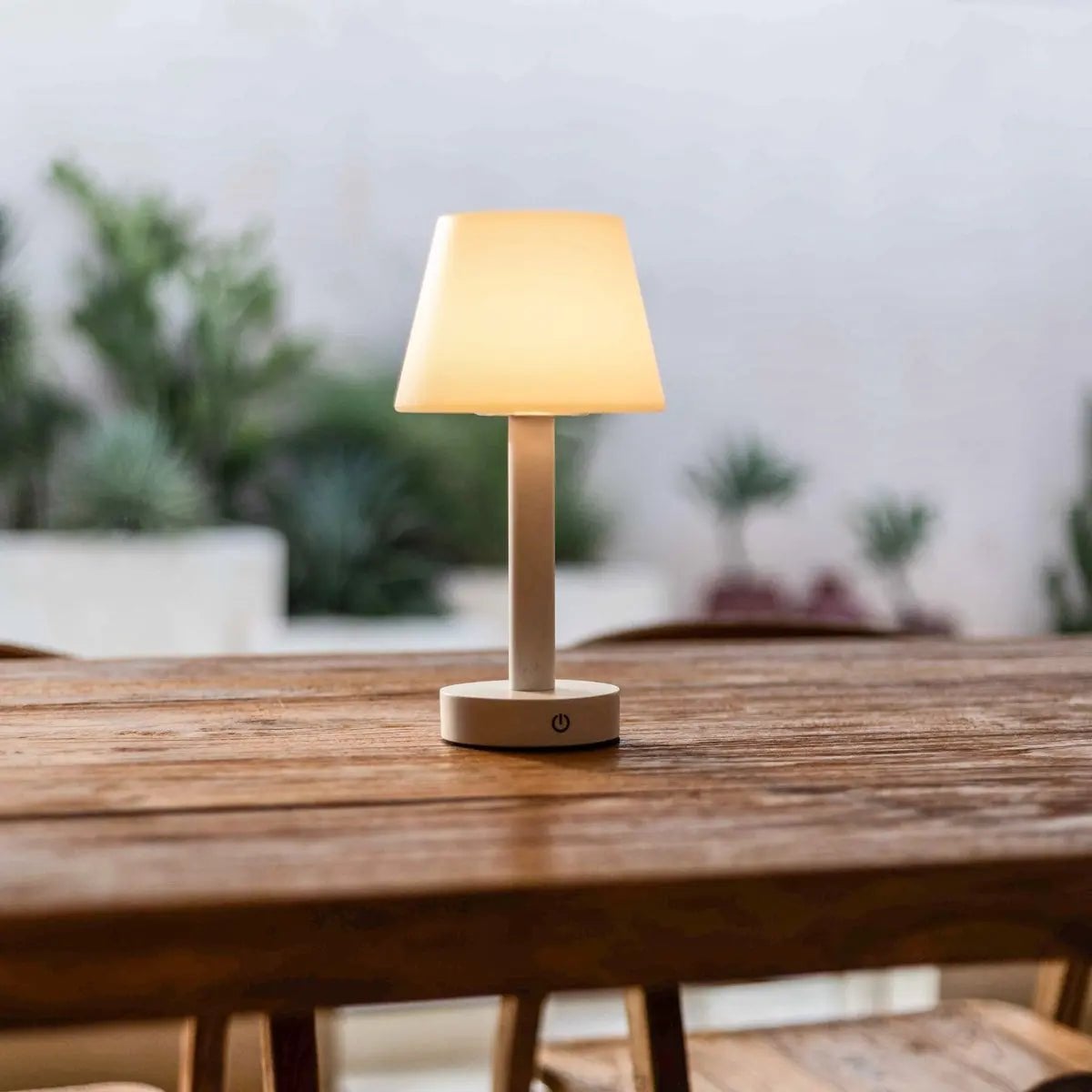 Zoë White Wooden Rechargeable Table Lamp | Dimmable, USB - C & Up to 80 Hours of Battery Life - LUXONAS HOME