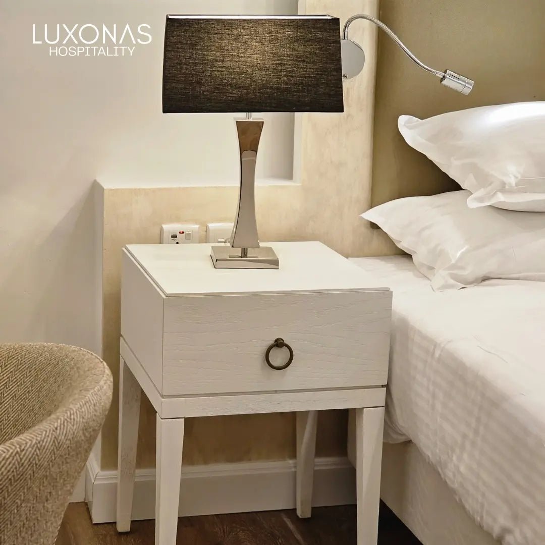 Osborne Hotel bedside table and reading lamp